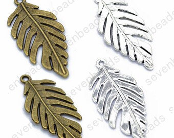 25pcs 46*22mm Leaf Charms, Leafage Pendant, Foliage Charms, Necklace Findings, Jewelry Making Supplie, Jewelry Findings