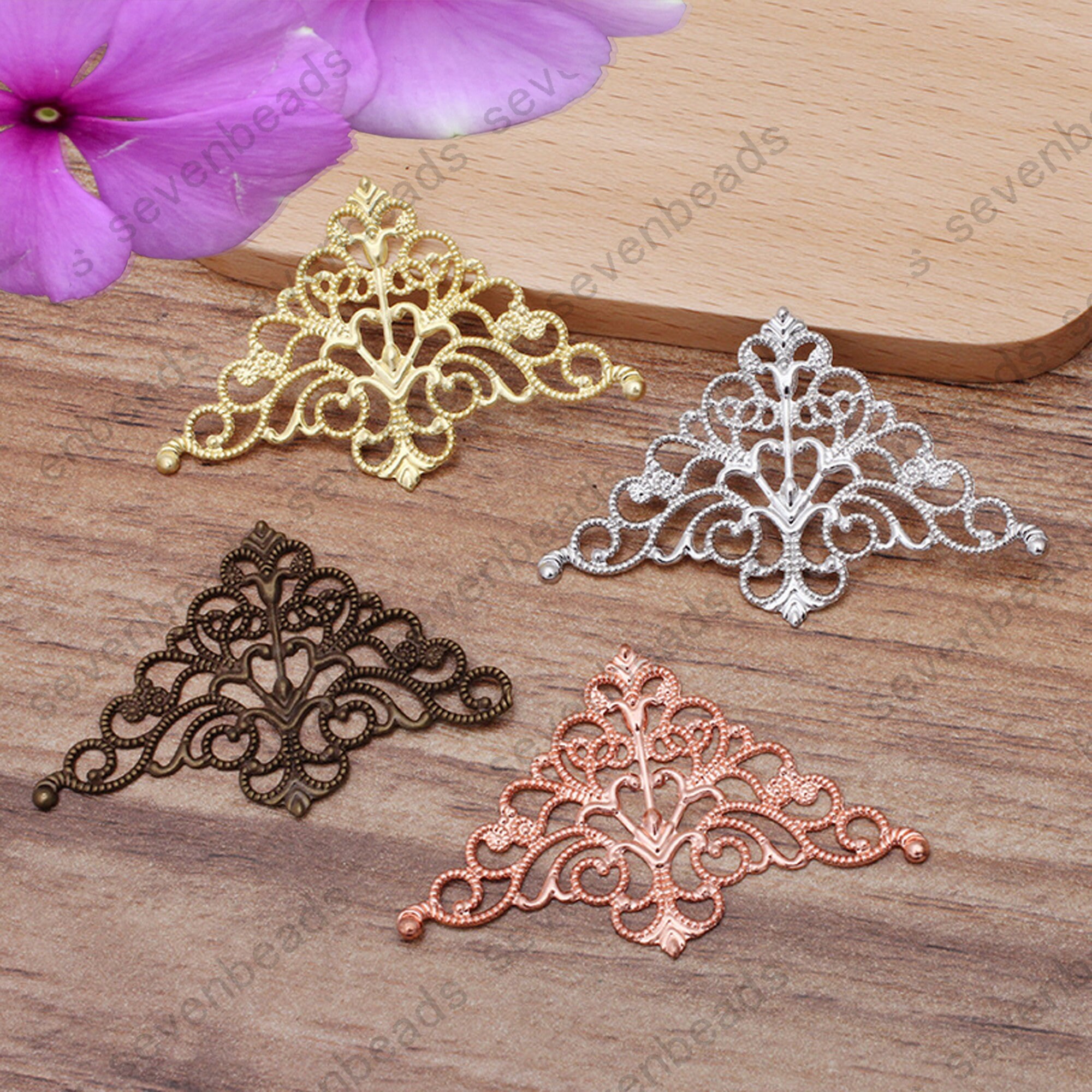 50 Pcs 32mm50mm Raw Brass Lace Triangle Filigree Jewelry Connectors Setting,filigree Connector
