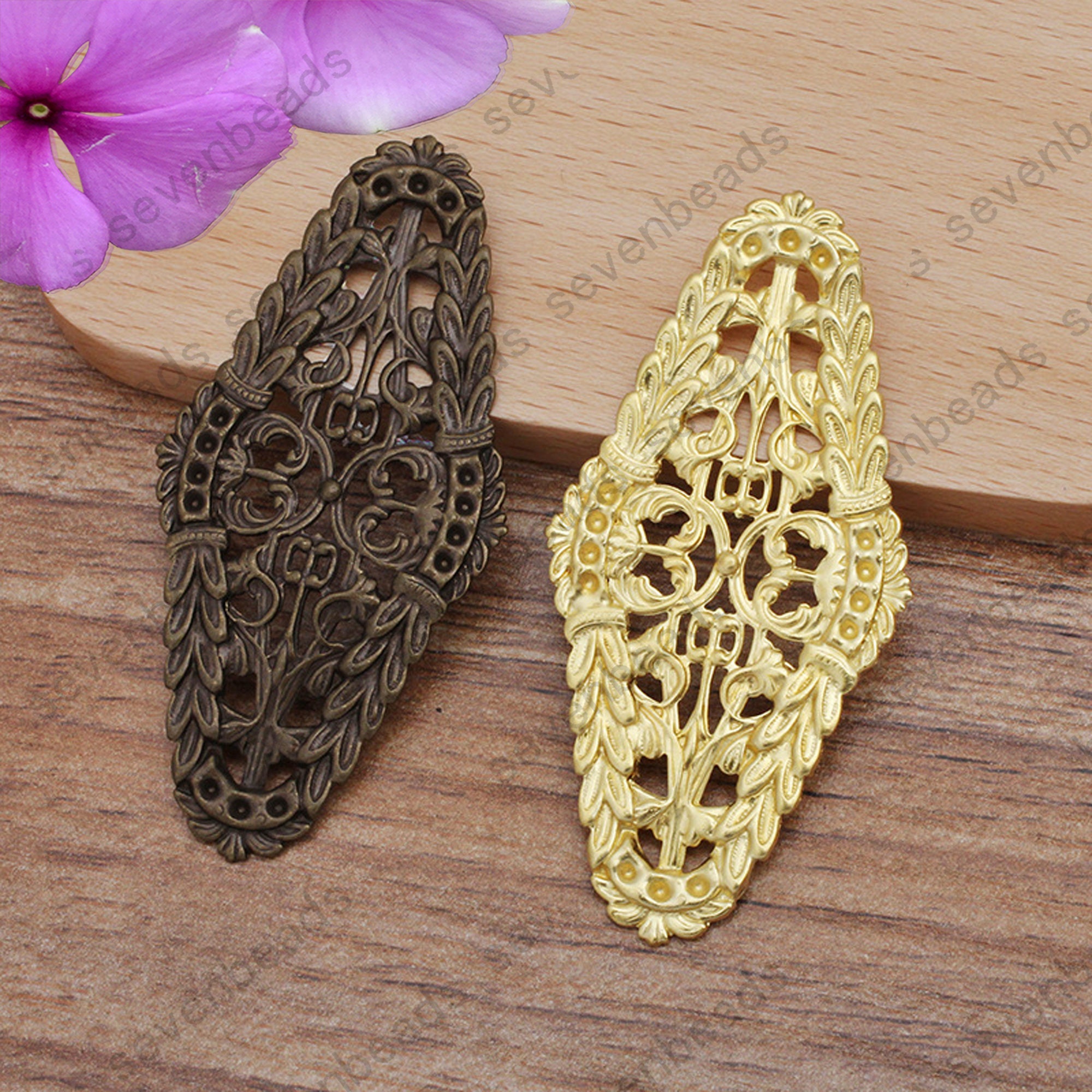 20pcs 6030mm Lace Diamond Flower Filigree Jewelry Connectors Etsy UK