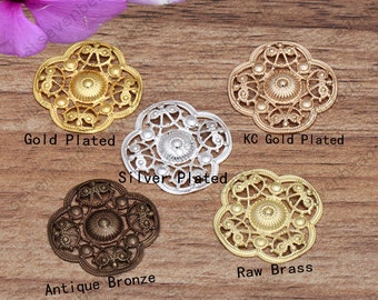 100 pcs 21mm Raw Brass lace Flower Filigree Jewelry Connectors Setting,filigree Connector Findings,Filigree Findings,Filigree finding beads