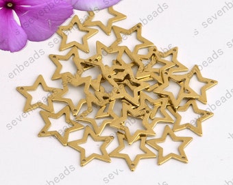 50pcs 9.5mm Raw Brass Earrings Components,Raw Brass Jewelry Findings,five-pointed star Charms,Jewelry Making,Diy Material Findings