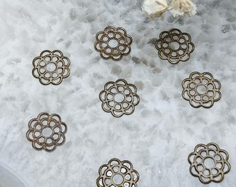 Raw Brass Lace Sun Flower Filigree Connectors 10mm (200 pcs)