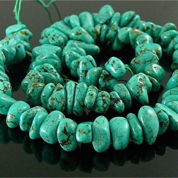 6x12MM Amazing Nugget Turquoise Loose Beads 16inch About 90 beads B74