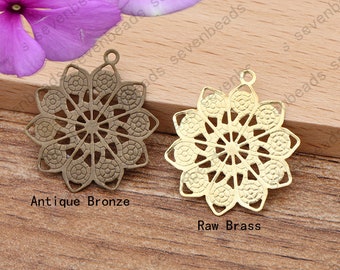 100pcs 21mm Flower Filigree Jewelry Connectors Setting,filigree leafage Connector,Filigree Findings,Raw Brass Finding,Flower Charms