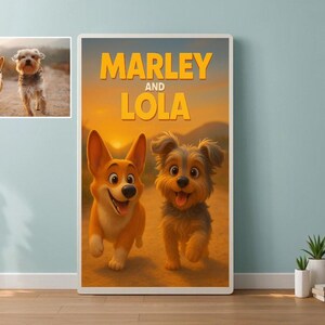 Personalized Cartoon Pet Portrait, Custom Cartoon Pet Portrait, Dog Cartoon Portrait Cat, Wall Art for Pet Lovers, Digital Downloads.