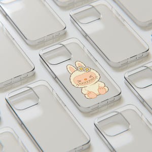 Labubu-telefoonhoesje, grillig konijntjesontwerp, zachte siliconen hoes, cadeau voor vrienden, leuk telefoonaccessoire, pastelkleurig esthetiek