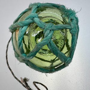 Japanese Glass Fishing Float, Authentic, Original Net, Mark