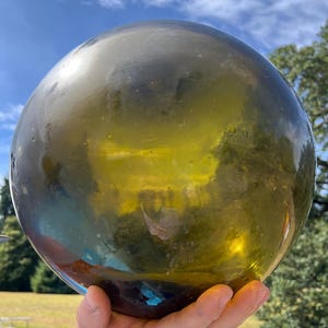 12” Glass Fishing Float, Authentic, Taiwanese, Pie Seal, Mark, Swirls