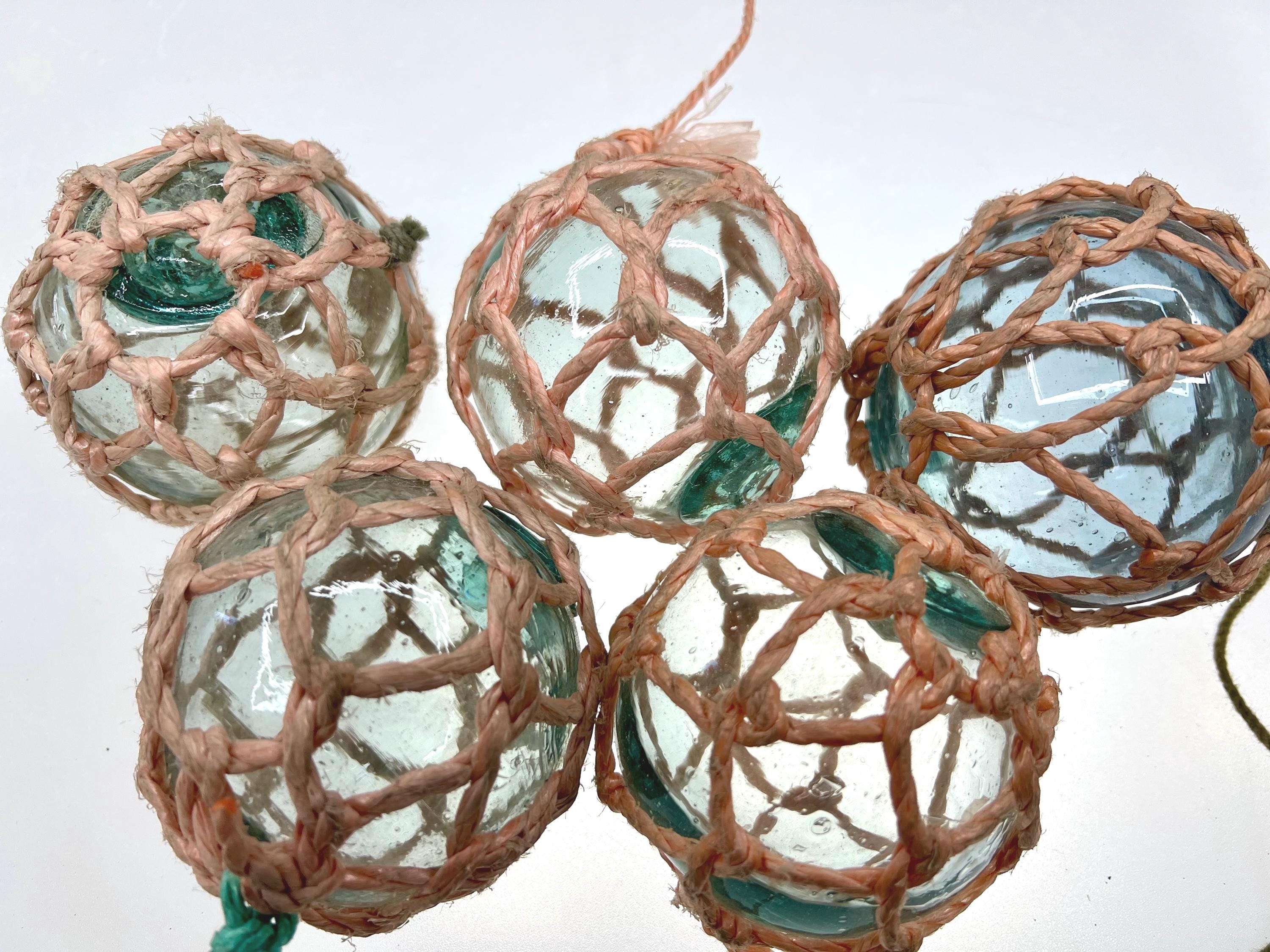 Japanese Glass Fishing Floats, Original Orange Nets, Choose Your Quantity