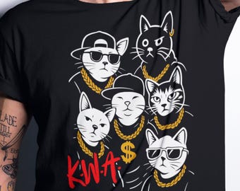 K.W.A. T-Shirt: Funny Hip Hop Cat Gang Graphic Tee