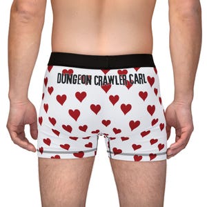 Men's Boxers, Dungeon Crawler Carl Heart Boxers, Gamer Underwear, Video Game Fan Clothing, Carl Name Boxers, Gaming Gift