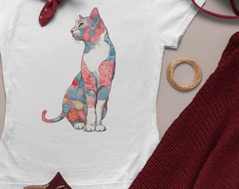 Abstract Cat Art T-Shirt: Colorful Feline Graphic Tee
