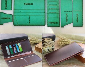 Leather wallet pattern, Fiber Template, Universal Stencil, Long wallet Template, Leathercraft, Leather tool, Leather pattern,