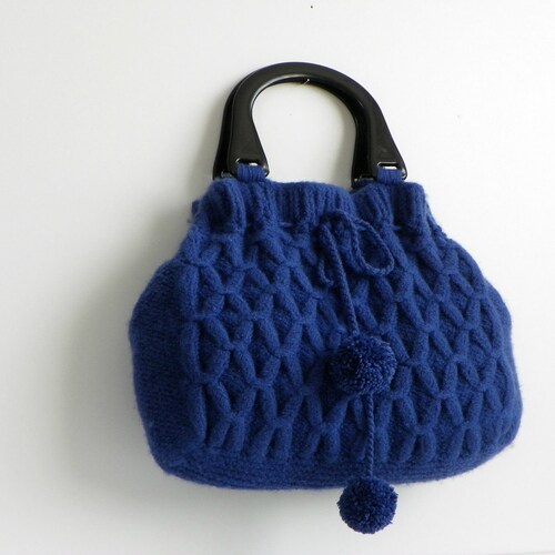 Knit women bag, Autumn Fall fashion Handmade Knit bag, NzLbags, Felted Wool Knit Handbag,  Navy Blue, christmas gift idea