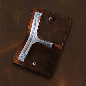 Billetera plegable vertical compacta de cuero, billetera plegable personalizada para hombres, billetera plegable de cuero personalizada para tarjetas, billetera plegable vertical de cuero