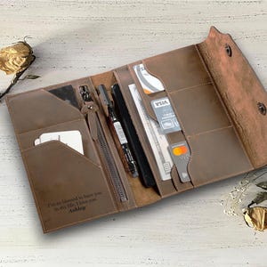 Cartera de viaje de cuero, Cartera de viaje personalizada, Organizador de viajes, Idea de regalo para viajeros, Cartera para documentos de viaje