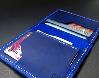 Sale, Leather Wallet, Leather Bifold Wallet, Blue Wallet, Handmade  wallet , For Boyfriend, For Girlfriend, Leather Cardholder