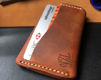 Sale, Leather Cardholder,  Handmade Slim wallet, Camel Minimalist Wallet, Genuine leather, Gift for her, Gift for him