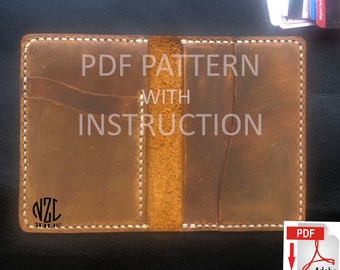 PDF wallet pattern, Leather wallet pattern with instruction, Pattern Template, Slim wallet pattern, Minimalist wallet pattern, DIY pattern