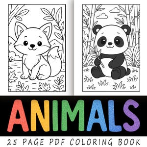 Libro para colorear de animales imprimible para niños / 8.5x11 / Adorables animales del bosque, la selva y la granja / Páginas de actividades educativas divertidas - Descargar PDF