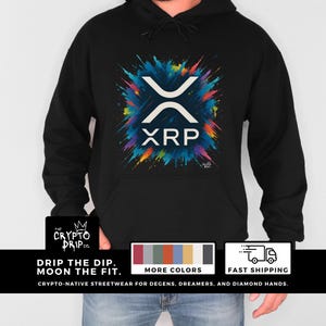 XRP Crypto Hoodie Crypto Streetwear Ripple Blockchain XRP Sweatshirt Web3 Merch Crypto Trader Gift XRP Pullover Hoodie Crypto Clothing Merch