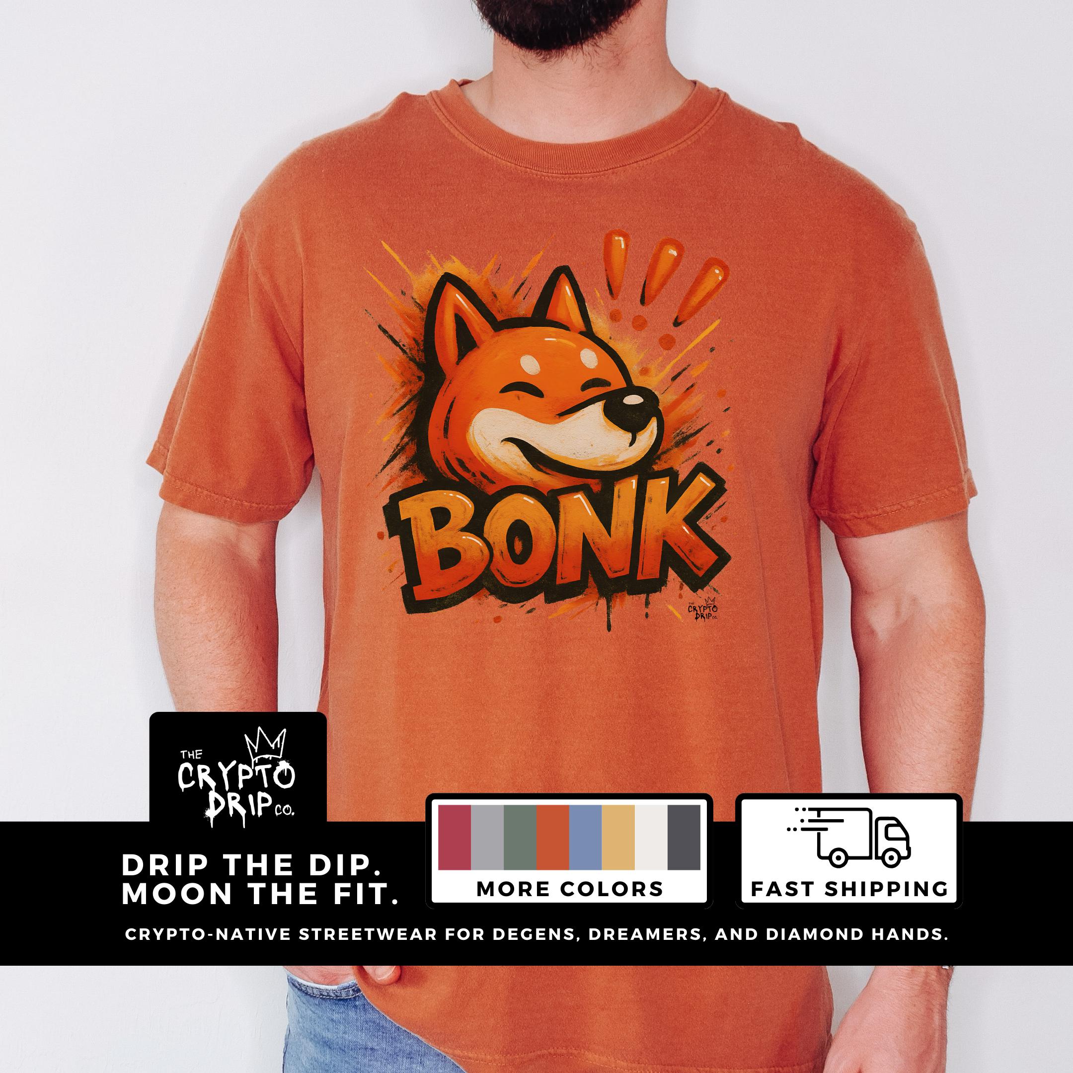 Bonk Crypto Shirt Funny Solana Memecoin T-Shirt for Degens Bonk Merch Crypto Clothing Streetwear Meme Coin Tee Bonk On Solana Crypto