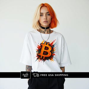 Bitcoin Bull Graffiti Crypto T-Shirt | Women&#39;s Crypto Shirt for Traders, Degens & Blockchain Fans | Inspired by Bitcoin