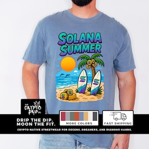Solana Summer T Shirt Crypto Beach Shirt Solana Surfboard Shirt Blockchain Streetwear NFT Summer Shirt Crypto Trader Gift Web3 Clothing