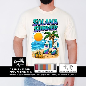 Solana Summer T Shirt Crypto Beach Shirt Solana Surfboard Shirt Blockchain Streetwear NFT Summer Shirt Crypto Trader Gift Web3 Clothing