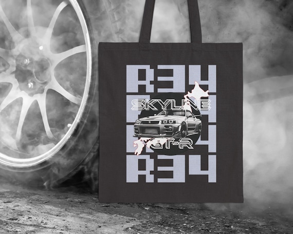 Nissan Skyline GT-R R34 Tote Bag: JDM Car Culture Canvas Market