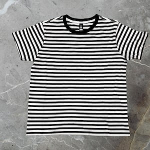 AS Colour Staple Stripe Tee, 100% Cotton Heavyweight T-Shirt, Black/White Stripe, Streetwear Essential Blank
