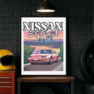 Nissan 300ZX Z32 Poster, JDM Car Wall Art, Vertical Drift Print, Retro Street Racing Decor, Matte or Glossy Car Culture Poster
