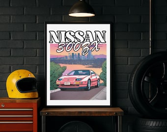 Nissan 300ZX Illustrated Car Poster: JDM Enthusiast Art (digital