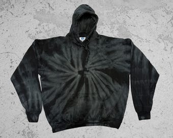 Spider Black Tie Dyed Pullover Hoodie, Colortone - 2XL