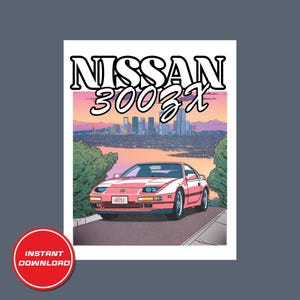 Nissan 300ZX Z32 Printable Poster, JDM Car Wall Art Instant Download, Retro Street Racing Decor, Printable Car Decor for Garage or Man Cave