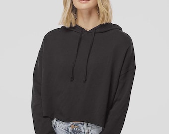 Blank Crop Hoodie, Women’s Cropped Pullover, Everyday Layer, Gym Hoodie, Lightweight Fleece basic Independent hoodie, Black, Blush, Bone