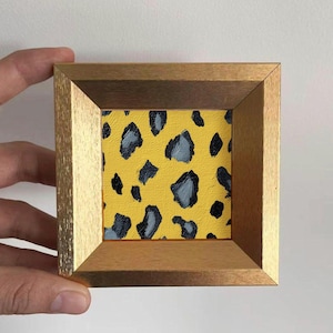 Leopard Pattern Oil Painting, Mini Framed Canvas Art, Hand Painted Canvas, Home Gallery Decor, Abstract Art, Gift for Modern Home