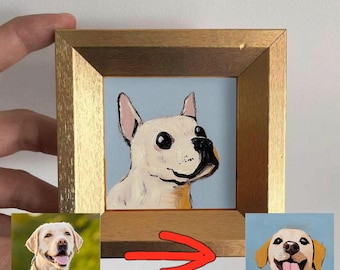Mini Custom Oil Painting Pet Portrait,Dog Portraits from Photos,Cat Portraits From Photos,Pet Painting,Custom Tiny Paintings,Miniature