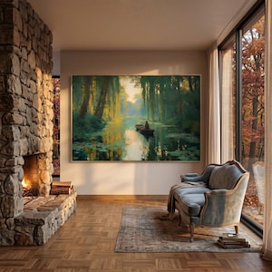 Susurros del bosque, pintura al óleo, obra de arte paisajística original, arte contemporáneo, cuadro de gran formato para pared.