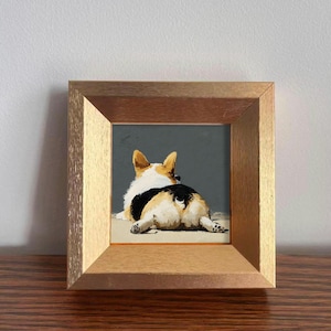 Mini Corgi Oil Painting,Hand-Painted Golden Framed Art For Home Wall & Office Decor,Fun Puppy Portrait Gift For Dog Lover and Pet Lover Gift