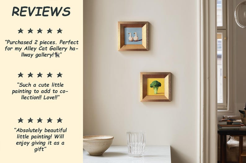 Mini Broccoli Oil Painting, Small Original Still Life, Rustic Kitchen Wall Art Decor, Hand Painted Art, Christmas Gift for Friends image 2