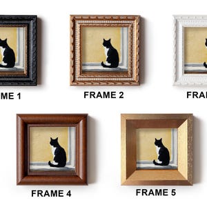 Mini Back View Tuxedo Cat At Window Oil Painting, Original Kitten Artwork, Hand Painted Animal Wall Art, Gift for Cats Lover, Pet Portrait image 4