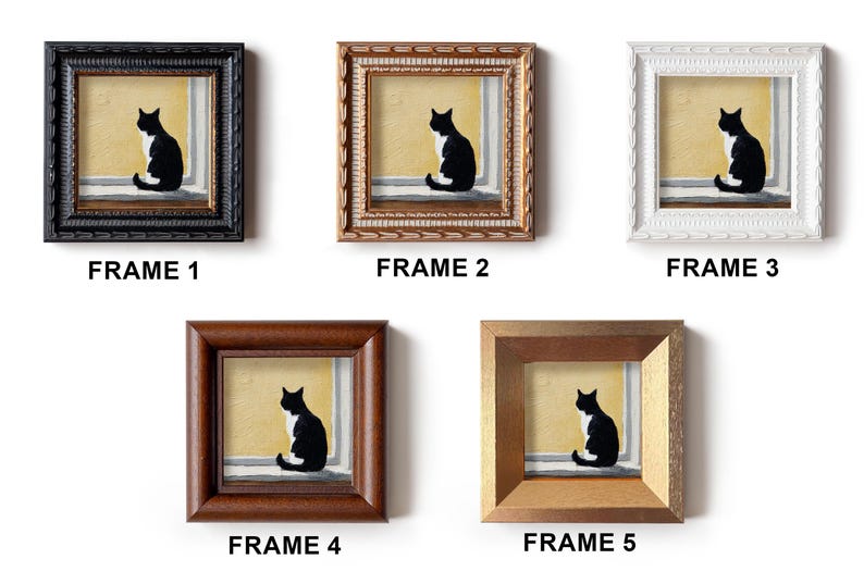 Mini Back View Tuxedo Cat At Window Oil Painting, Original Kitten Artwork, Hand Painted Animal Wall Art, Gift for Cats Lover, Pet Portrait image 4