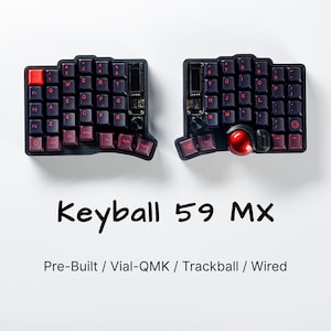 Keyball 59 MX with Trackball Ergonomic Split Keyboard - Pre-built, Hot-Swappable MX Switches, Ready to Use, Vial, QMK,  Mouse Replacement