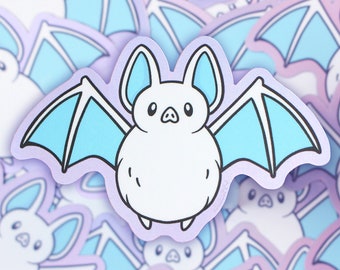 Adesivo olografico opaco a forma di pipistrello / Spettrale / Stregonesco, Gotico viola pastello, Halloween (Decalcomania impermeabile) / Realizzato a mano