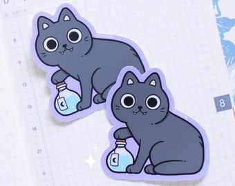 Adesivo in vinile Potion Kitty / Famiglio stregonesco, articoli di cancelleria per Halloween con gatti
