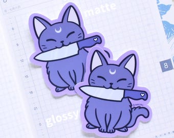 Adesivo in vinile Black Meowgic Protect Cat / Pastel Goth, Witchy Halloween