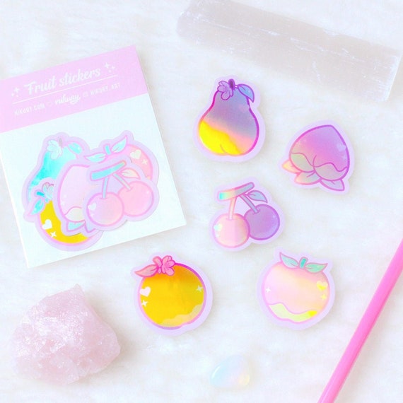 LIMITED RUN Cute Holographic Fruit Stickers / Nikury / | Etsy