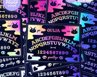 Holographic Cat Ouija Vinyl Stickers / Nikury / Witchy / Weatherproof & Waterproof Sticker / Cute Witch / Pastel Goth / Ouija Board