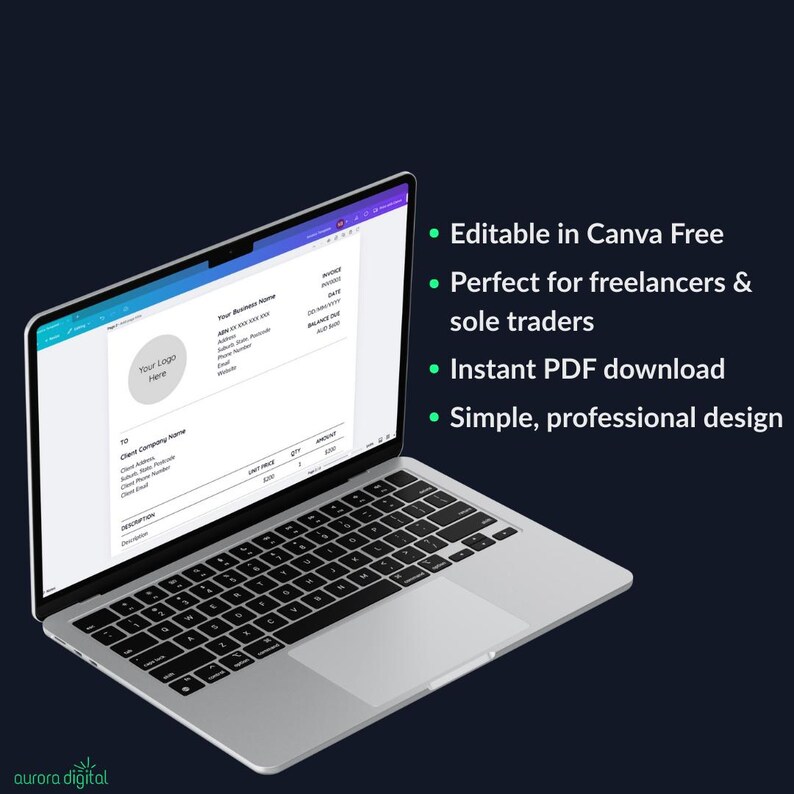Canva Invoice Template for Freelancers | Small Business Billing ...